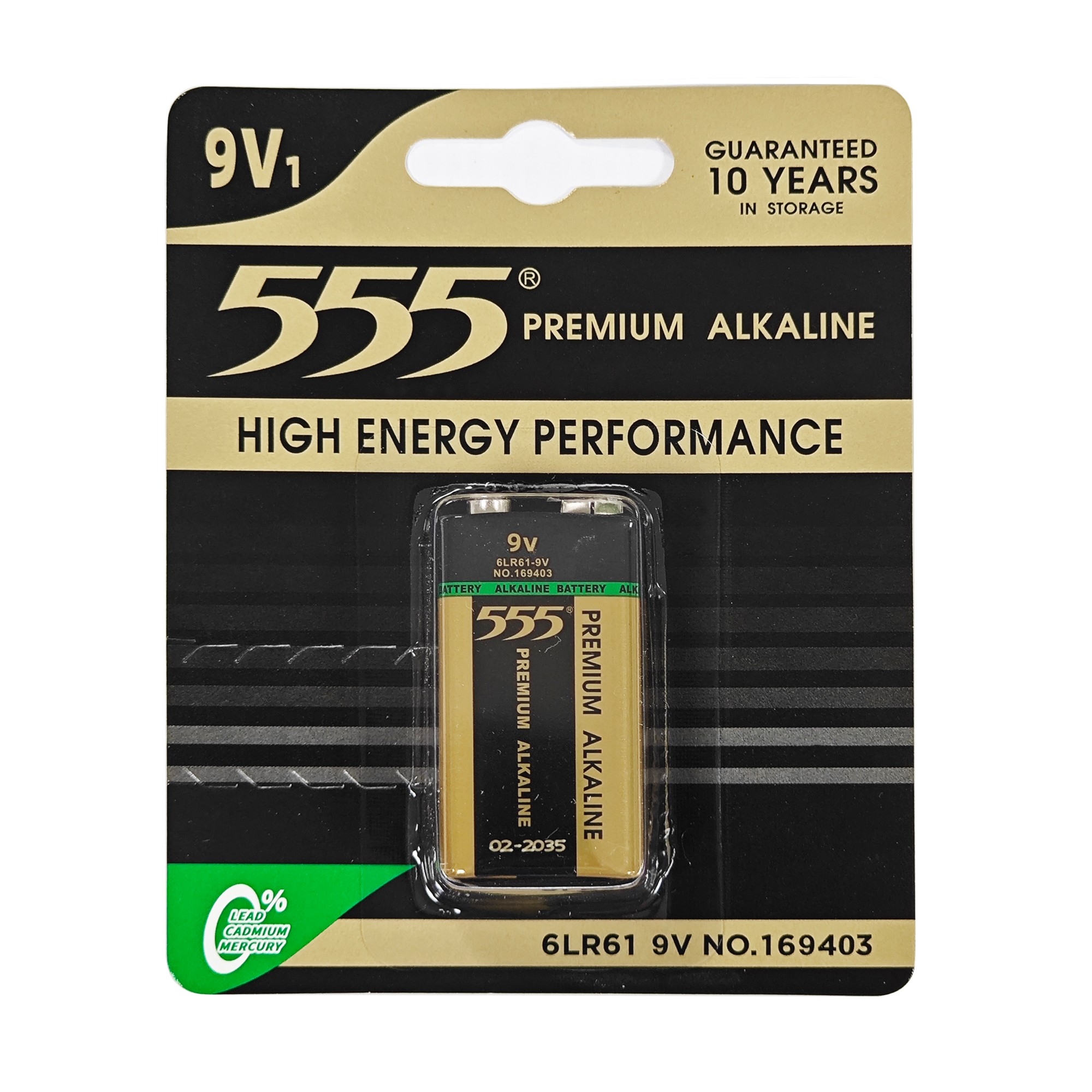 555 9V 6LR61 Alkaline Battery